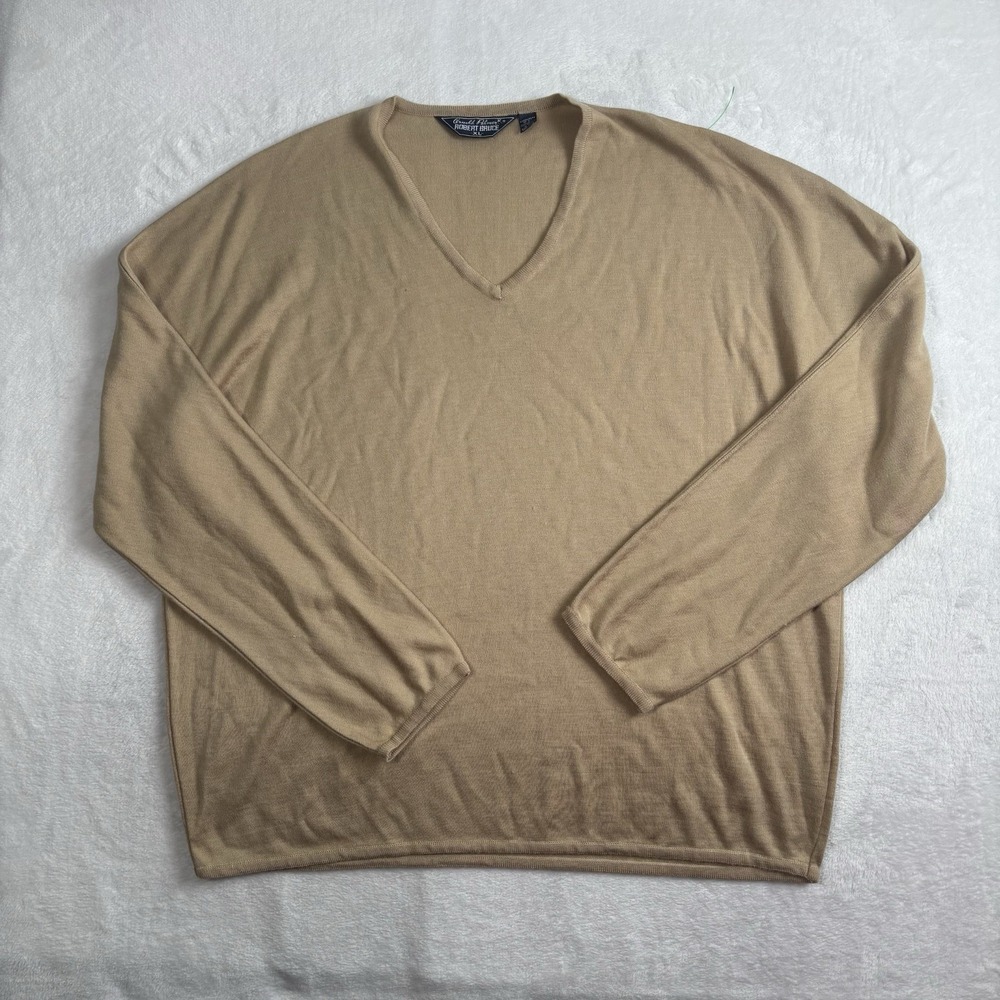 Arnold Palmer Robert Bruce Tan Long Sleeve V-Neck Sweater Men's XL